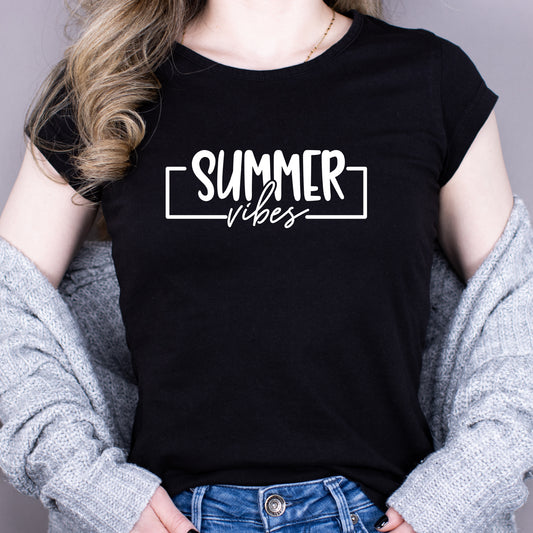 Tricou Negru Dama - Summer Vibes