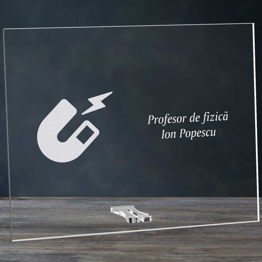Cadou personalizat placheta din plexiglas - Profesor de fizica - ghizbi.ro