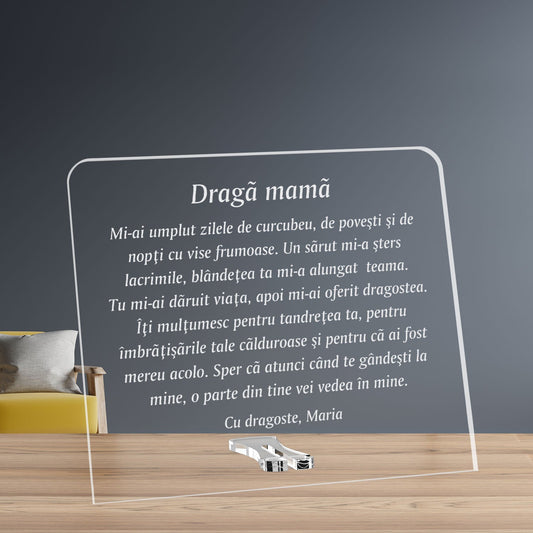 Cadou personalizat placheta plexiglas - Poem pentru mama - ghizbi.ro