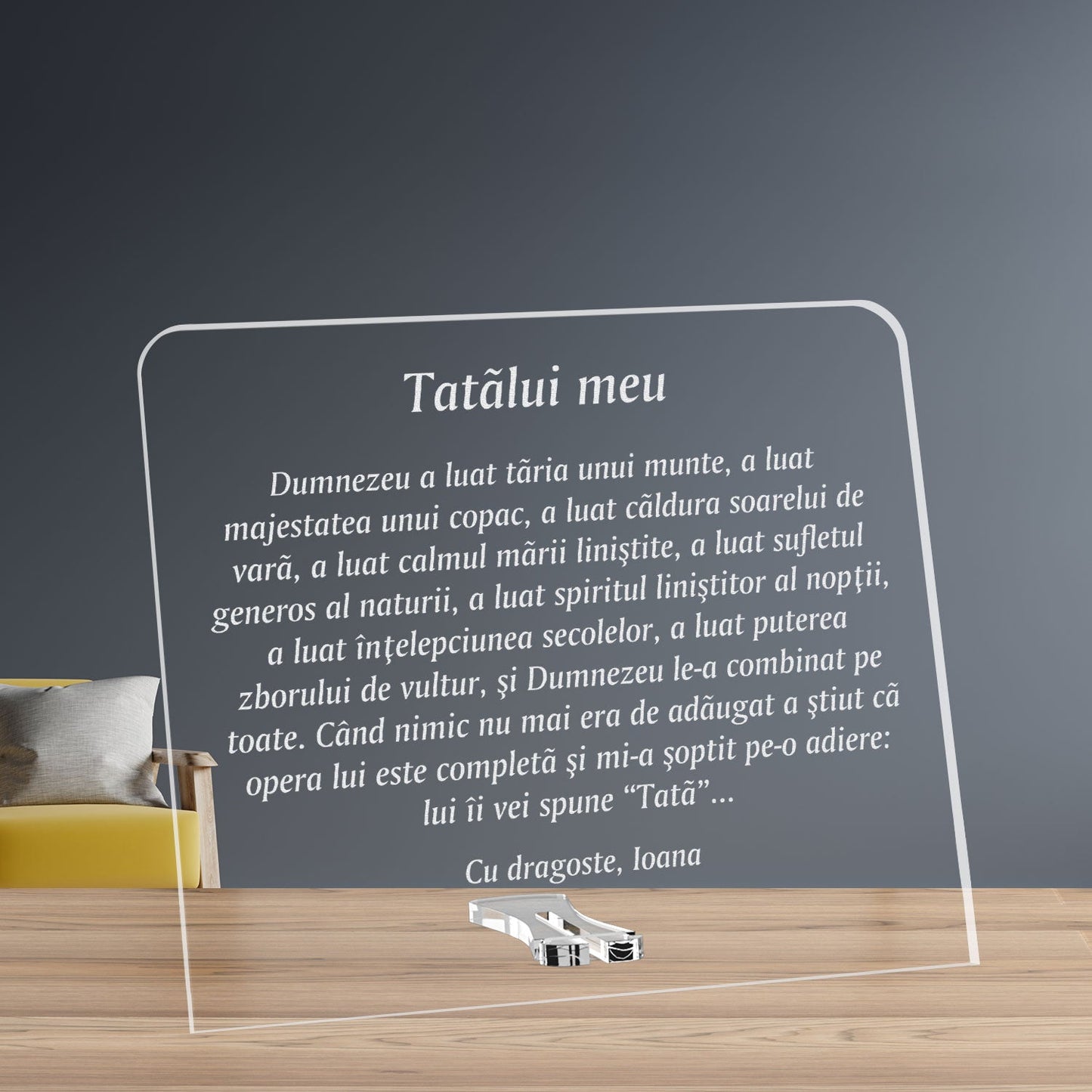 Cadou personalizat placheta plexiglas - Poezie pentru un tata drag