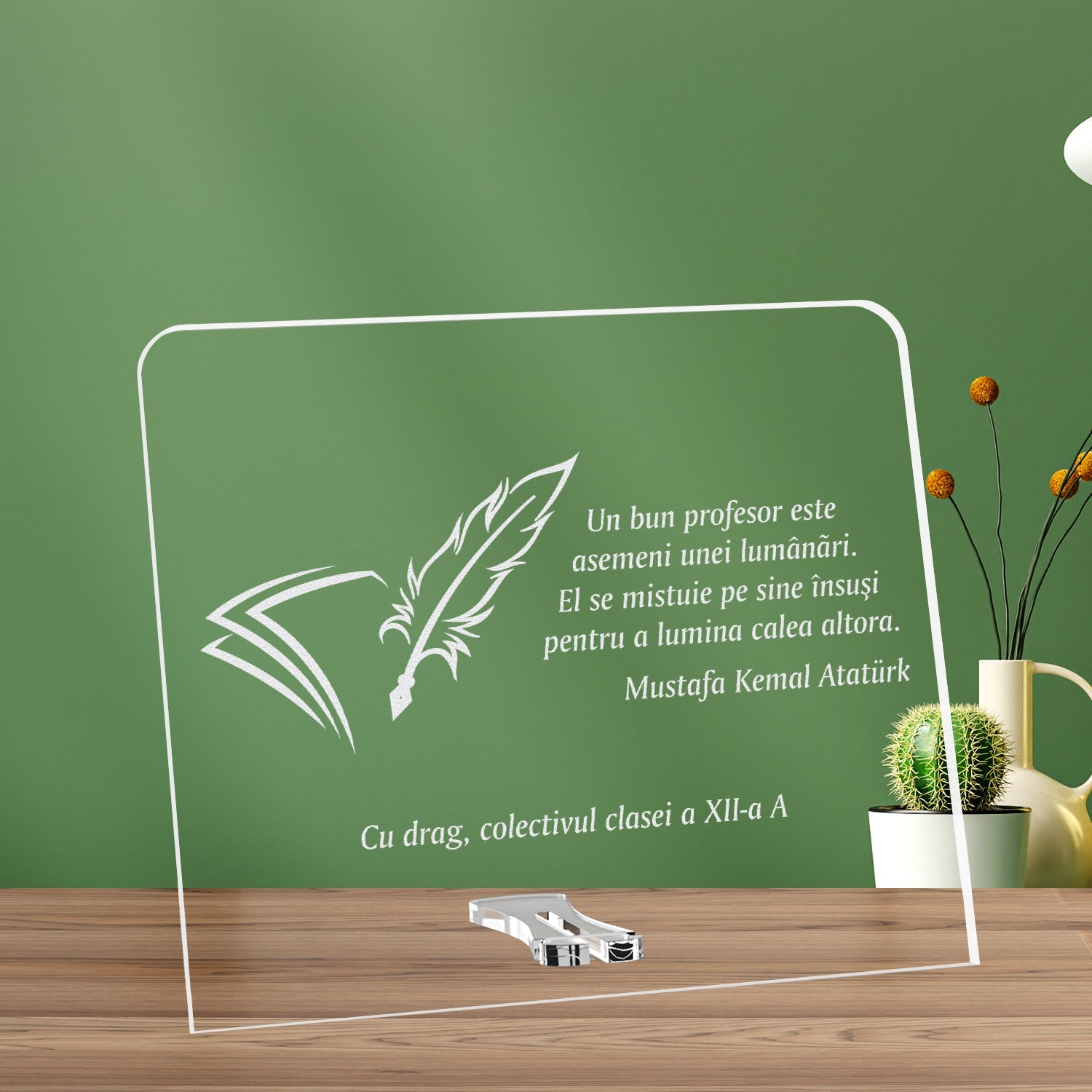 Cadou personalizat placheta plexiglas - Un bun profesor - ghizbi.ro