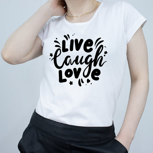 Tricou Alb Dama - Live Laugh Love