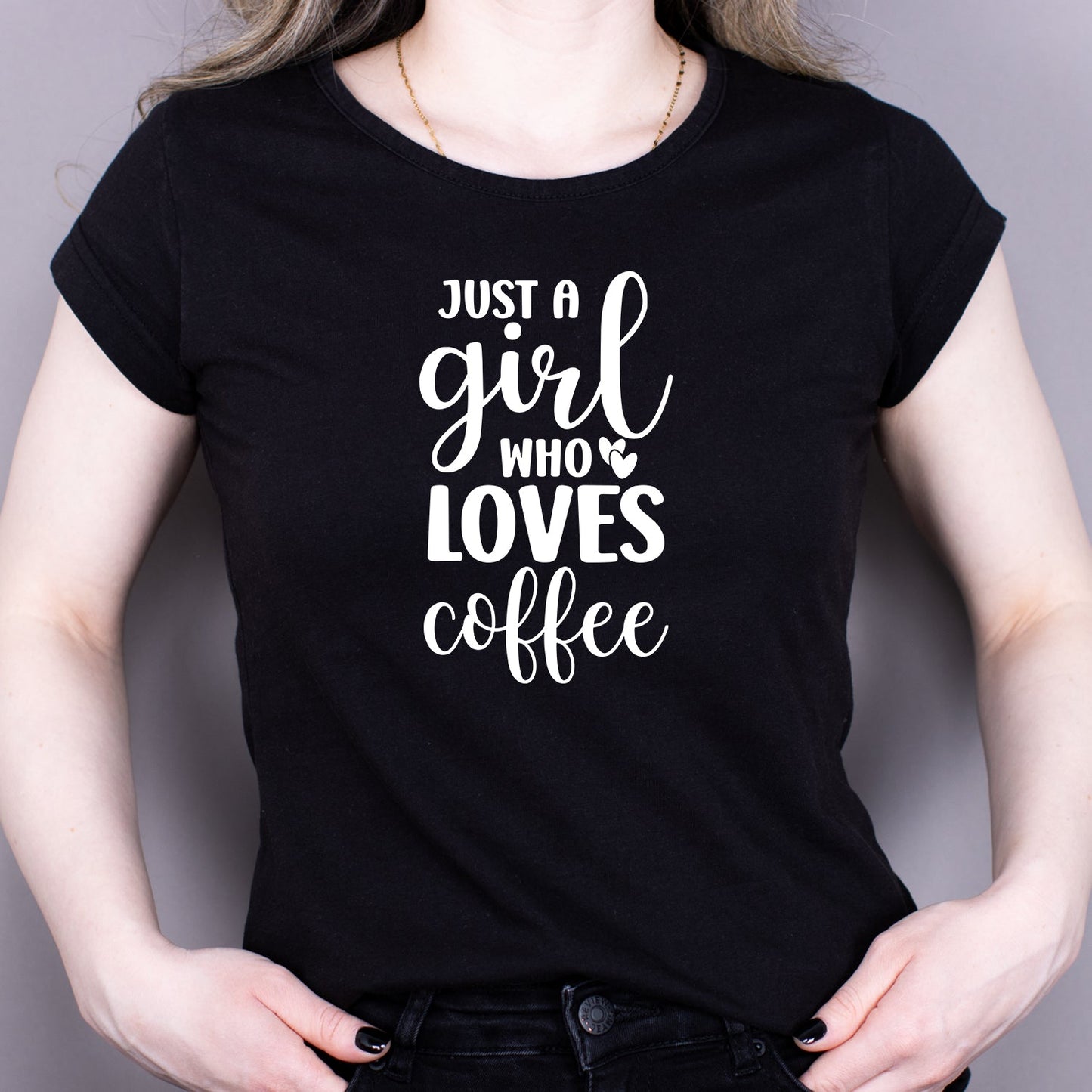 Tricou Negru Dama - Just A Girl Who Loves Coffee