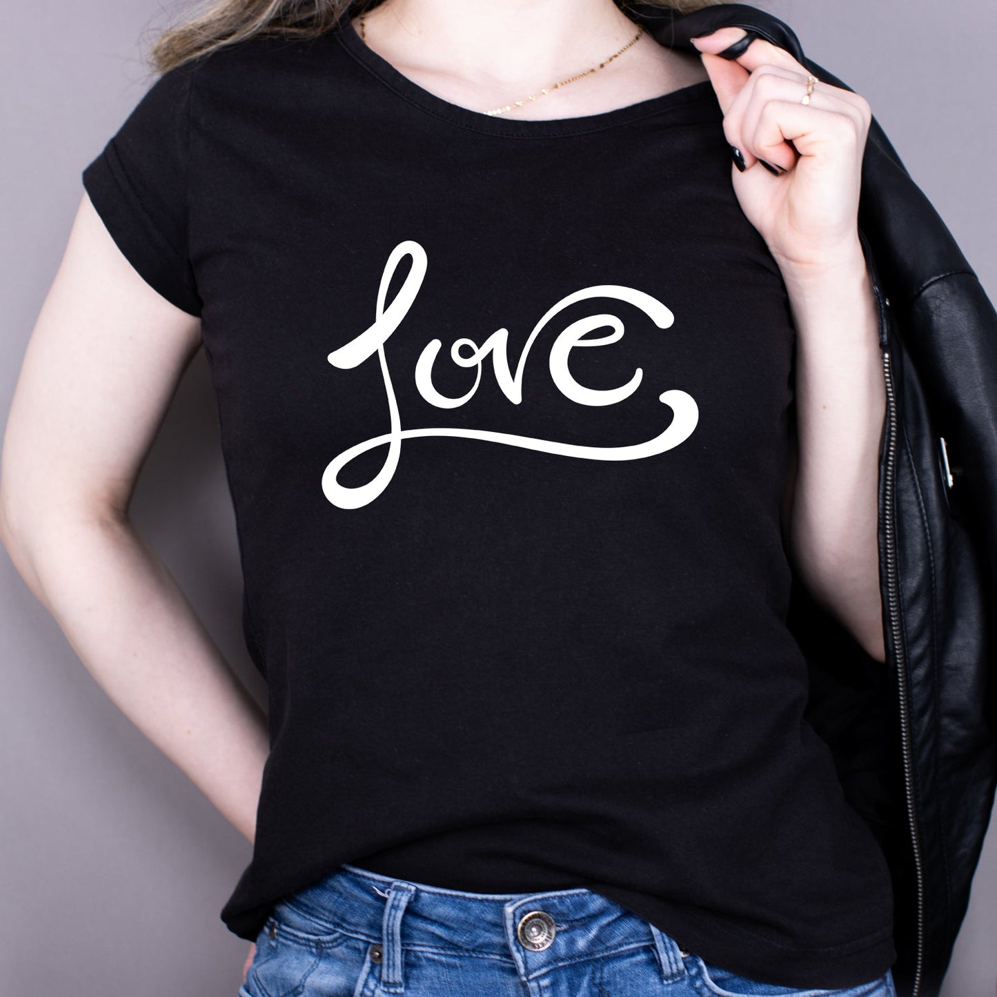 Tricou Negru Dama - Love