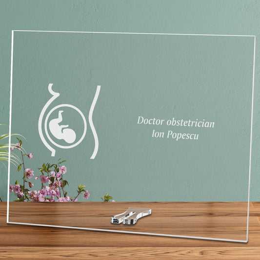 Cadou personalizat placheta din plexiglas - Doctor obstetrician