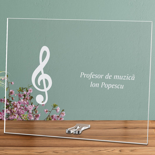 Cadou personalizat placheta din plexiglas - Profesor de muzica - ghizbi.ro