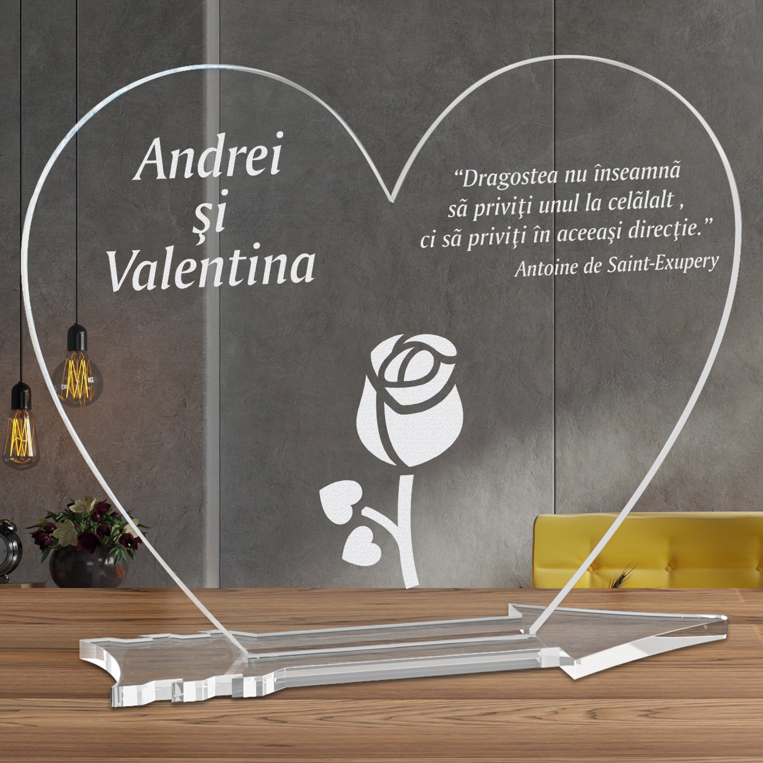 Cadou personalizat placheta plexiglas inima - Boboc de floare - ghizbi.ro