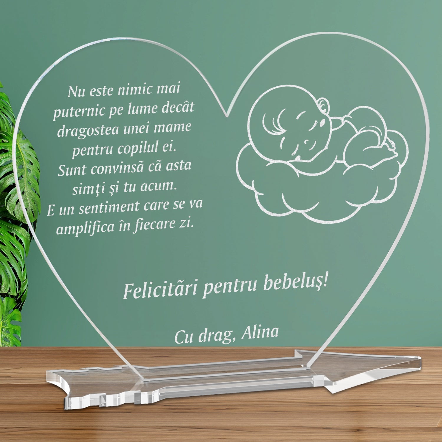 Cadou personalizat placheta plexiglas inima - Dragostea unei mame - ghizbi.ro