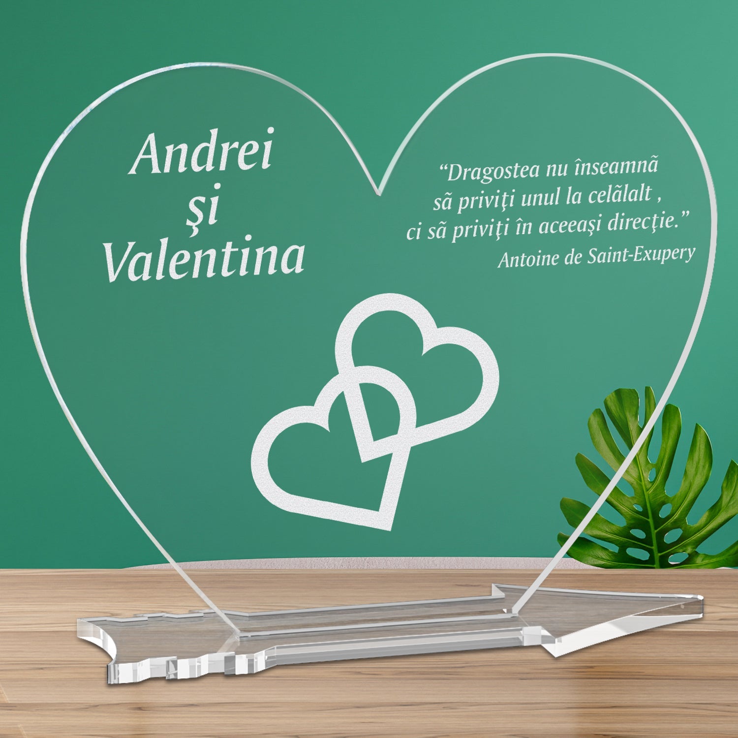Cadou personalizat placheta plexiglas inima - Inimi legate - ghizbi.ro