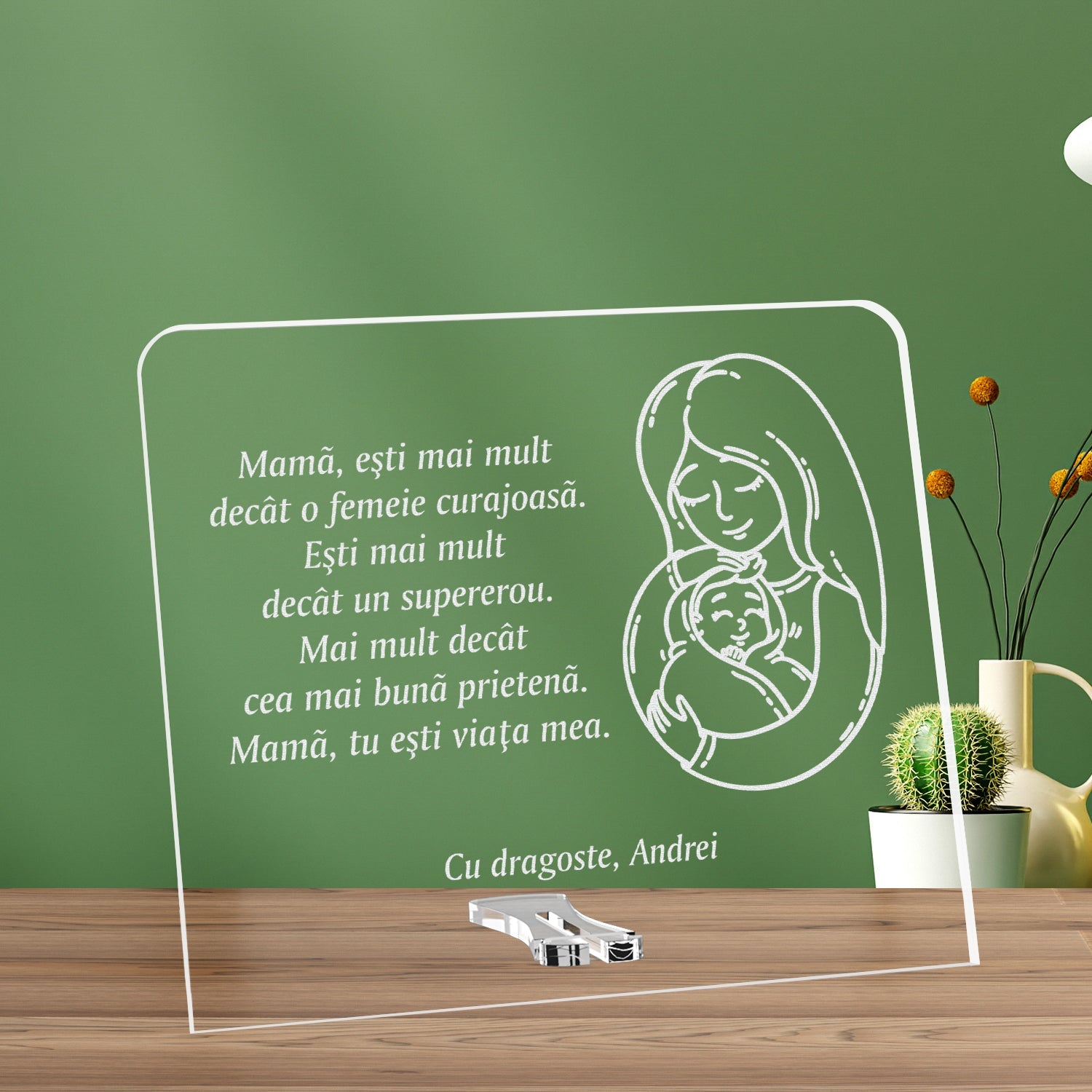 Cadou personalizat placheta plexiglas - Mama, tu esti viata mea - ghizbi.ro