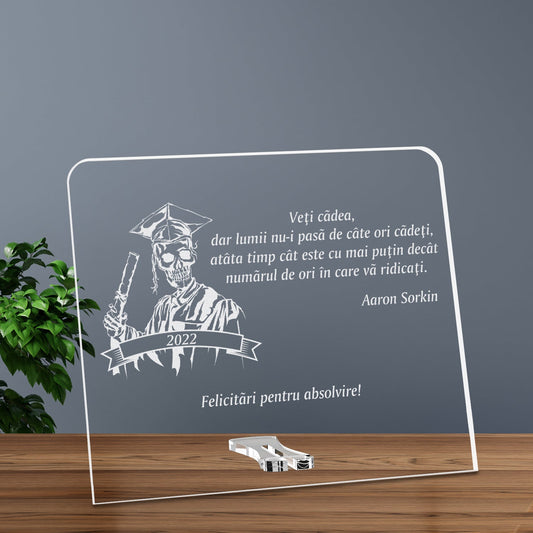 Cadou personalizat placheta plexiglas - Pentru cei care termina greu - ghizbi.ro