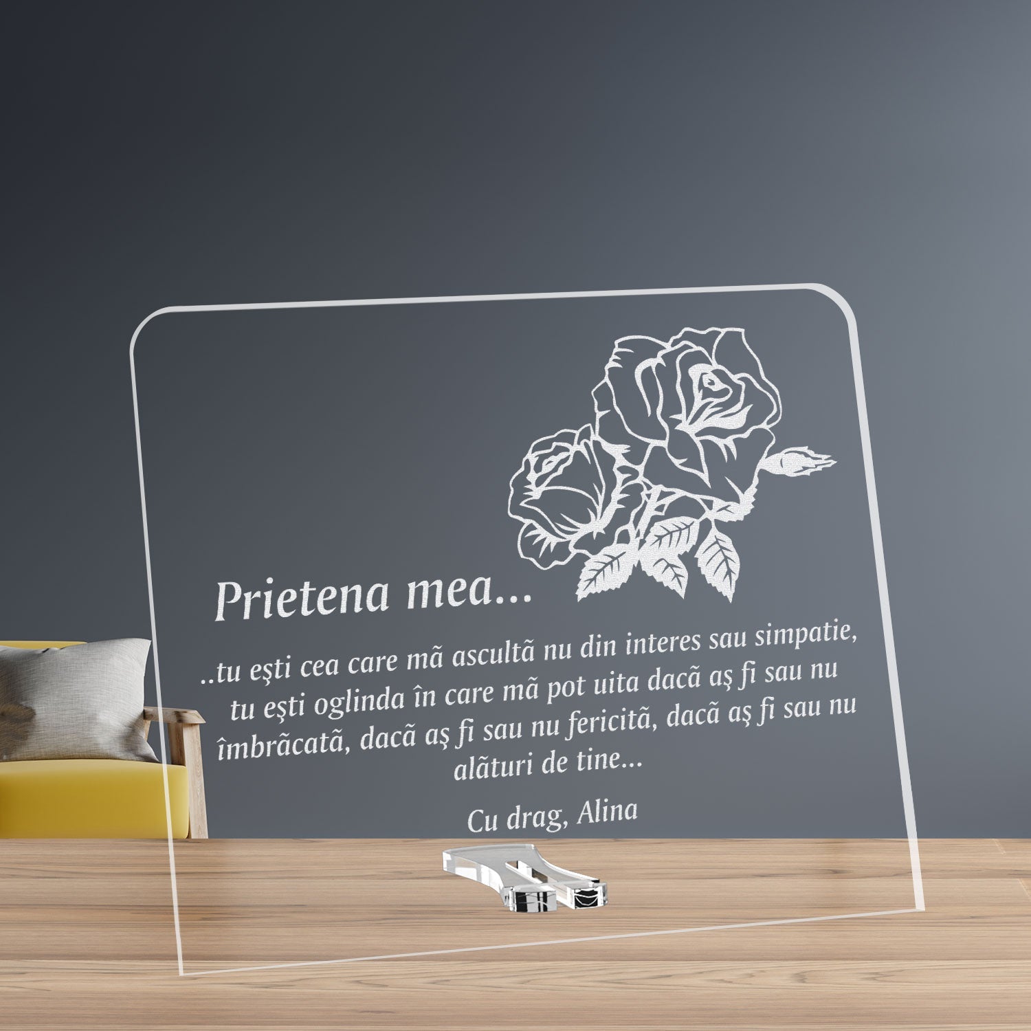 Cadou personalizat placheta plexiglas - Prietena mea - ghizbi.ro