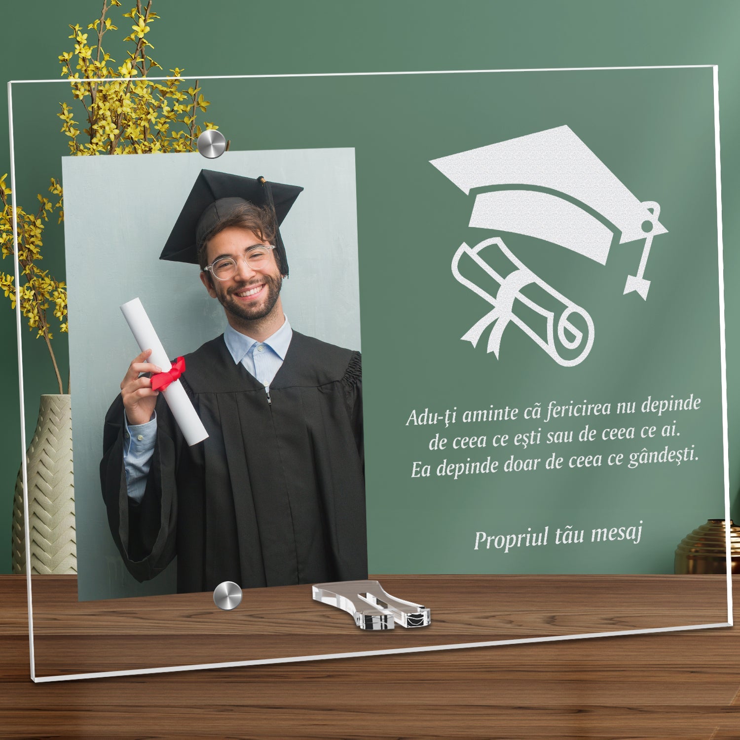 Cadou personalizat rama plexiglas - Fericirea depinde de ce gandesti - ghizbi.ro