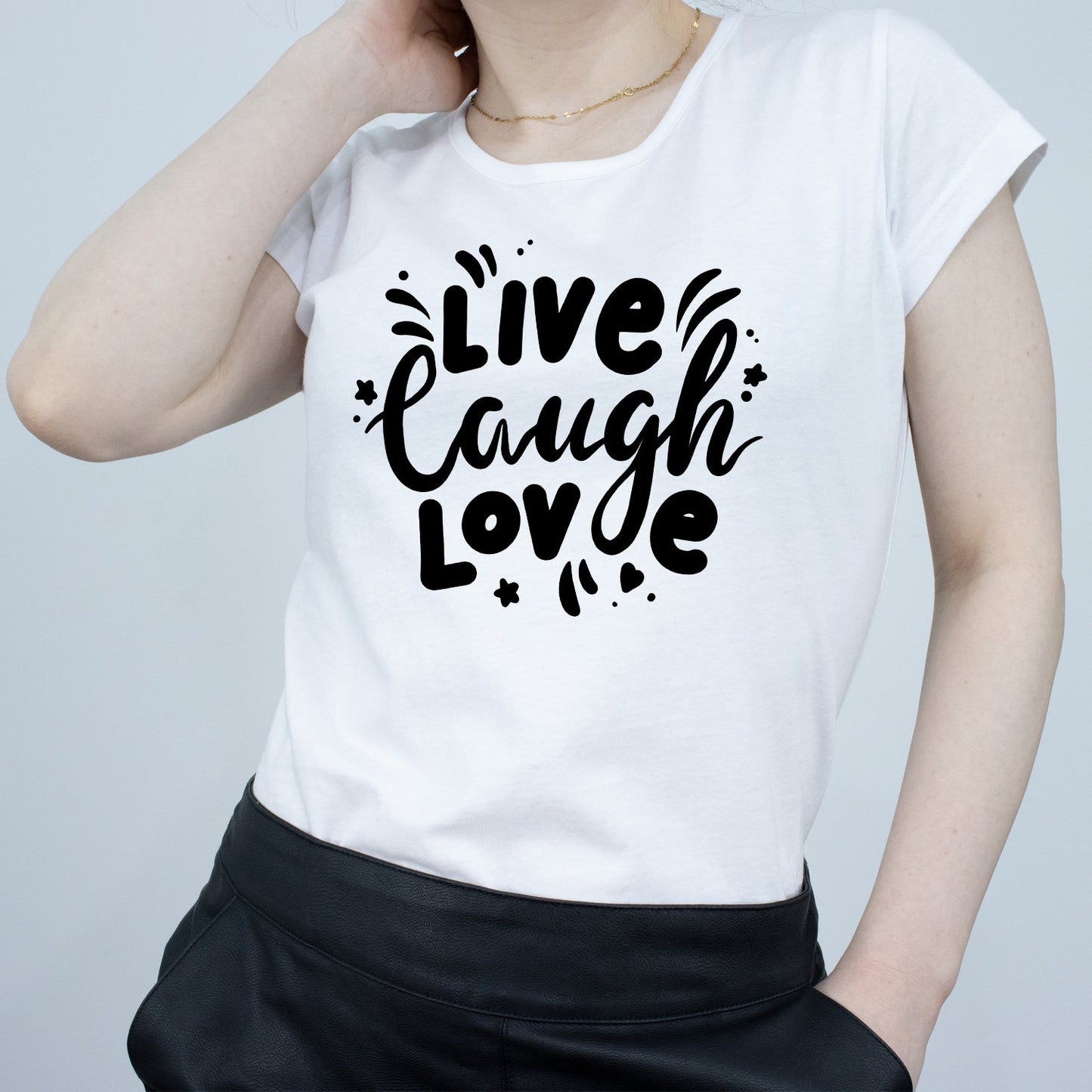 Tricou Alb Dama - Live Laugh Love